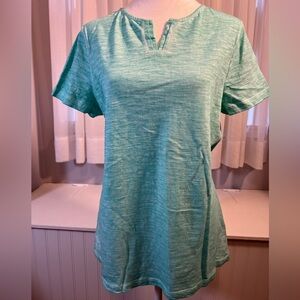 Chico’s Short Sleeve Light Blue Slub Knit Tee Shirt